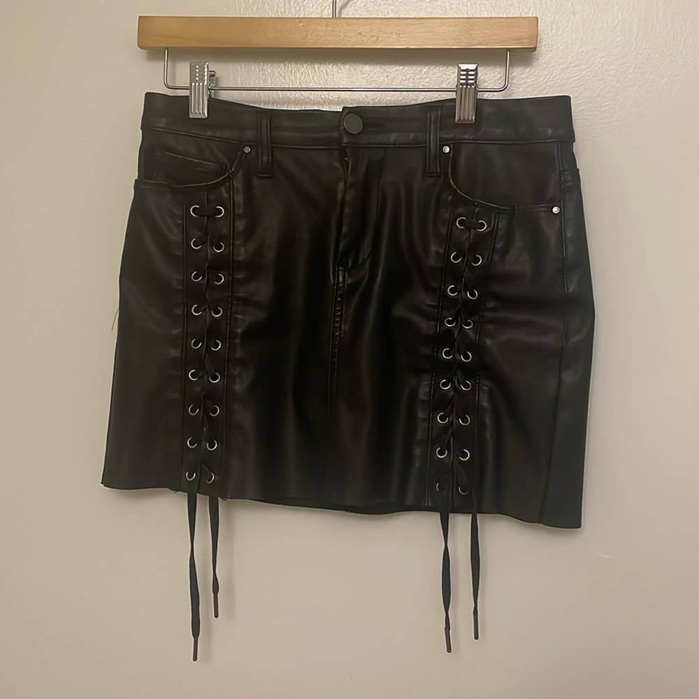 BLANK NYC lace up faux leather miniskirt 28